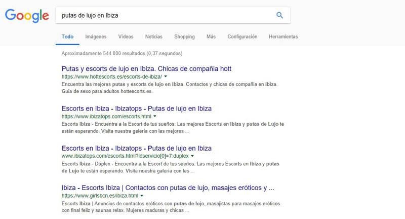escorts de lujo posicionamiento google